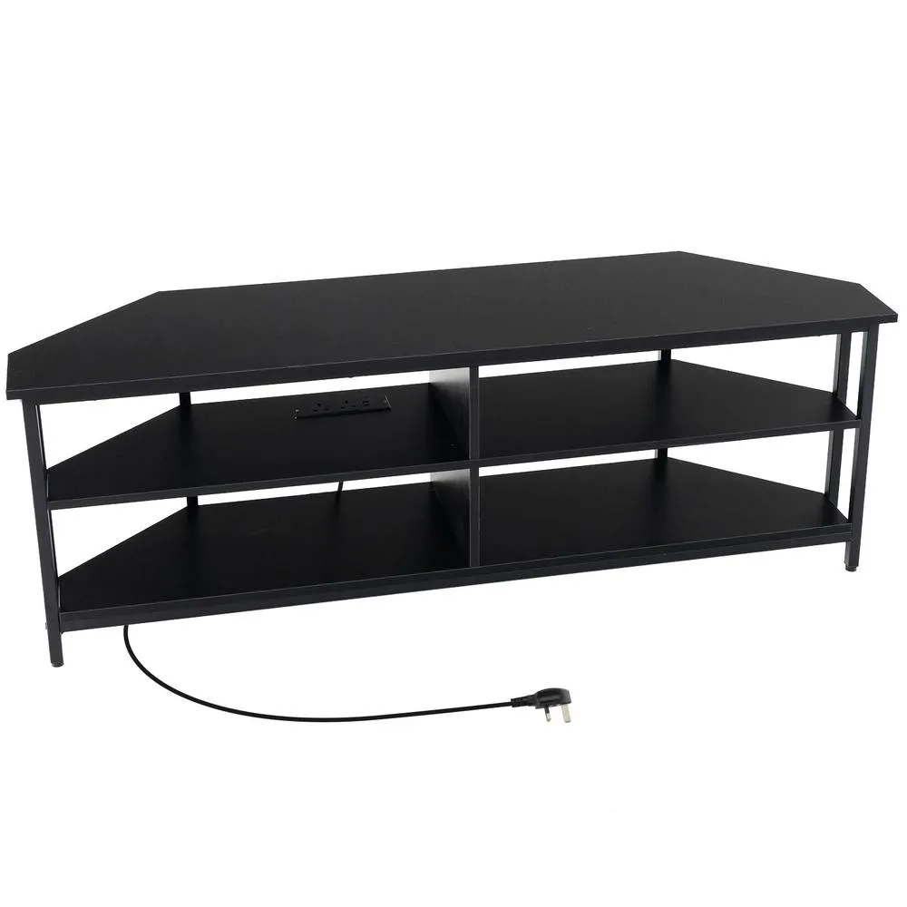Costway 55" Media Entertainment Center Corner TV Stand for TVs up to 60" TV in Black 3