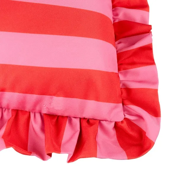 Palm Royale Stripe Ruffle Outdoor Square Cushion 3