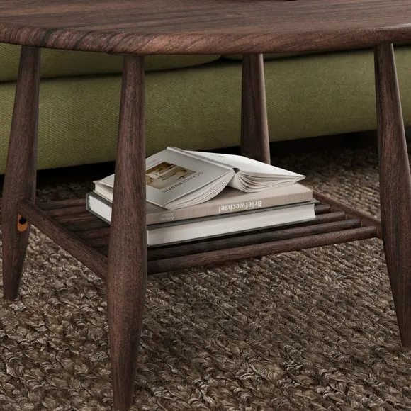 Haider Coffee Table with Shelf, Acacia Wood 3