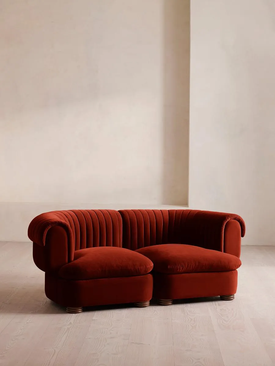 Rava Modular Sofa, Three Seater, Velvet, Rust
