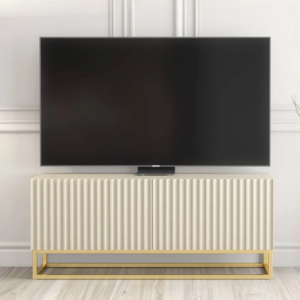 Creative Furniture Ripple TV Unit 100cm - Cashmere Warm Beige Taupe Finish with Gold