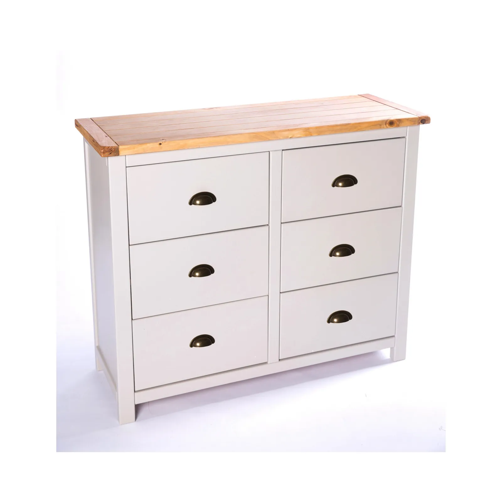 Cabinet Bits Argenta 6 Drawer Chest of Drawers Brass Cup Handle in Light Grey 3