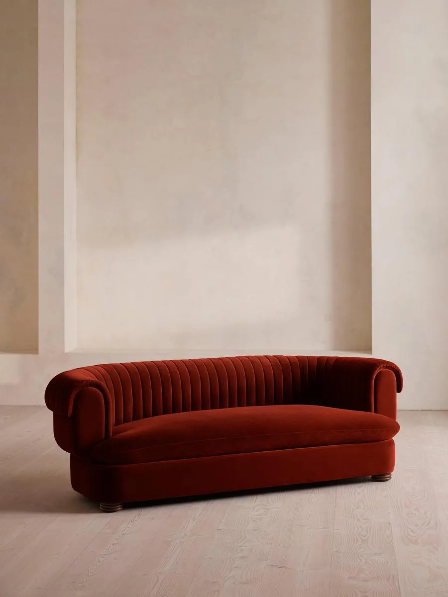 Rava Three Seater Sofa, Velvet, Rust