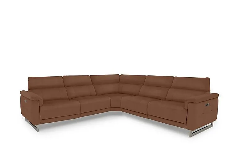 Moet Large Leather Power Recliner Corner Sofa with Telescopic Headrests - Butterscotch - Sofas and Armchairs - In Time for Christmas