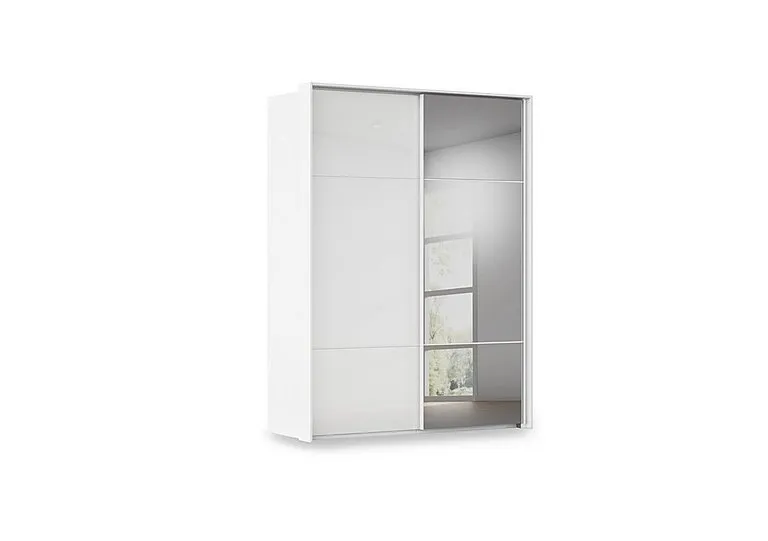 Haven 170cm 2 Door Slider Wardrobe with 1 Glass and 1 Mirror Door