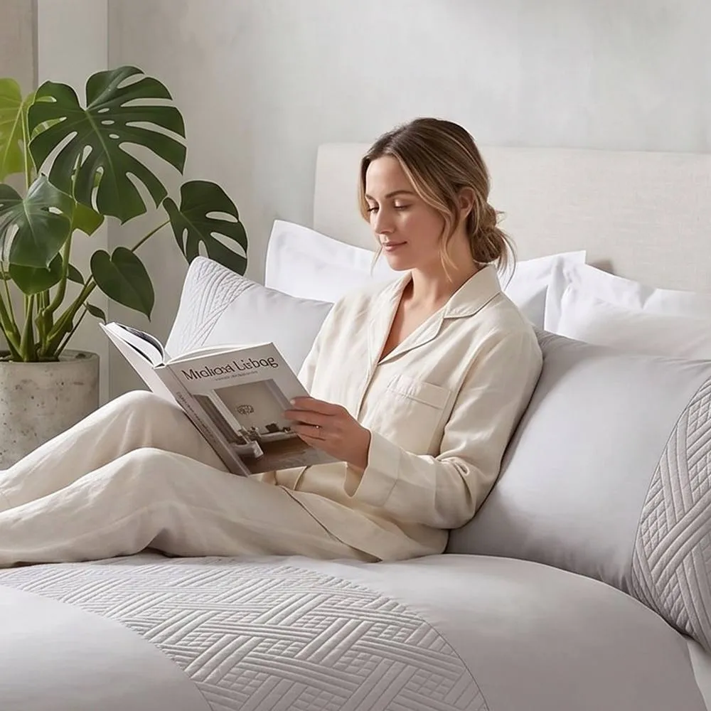 Rapport Home Nova Pinsonic Polyester Luxury Duvet Cover Set with Pillowcase in Grey 5