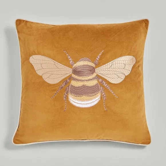Embroidered Bee Square Cushion 3