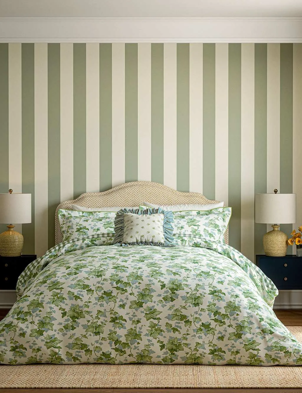 Sanderson Pure Cotton Hedra Bedding Set Green