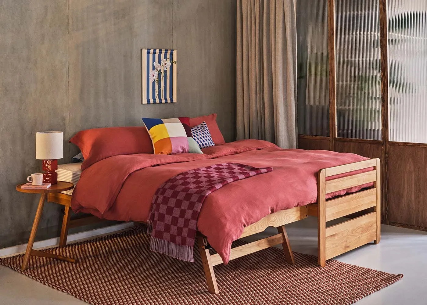 Heal's Washed Linen Terracotta Fitted Sheet Double 4
