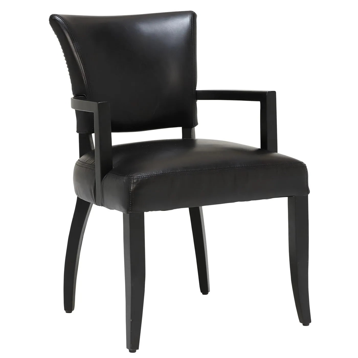 Timothy Oulton Mimi Dining Chair With Arms - Black  - Leather - Plain - W60 x D66 x H90cm - Barker & Stonehouse