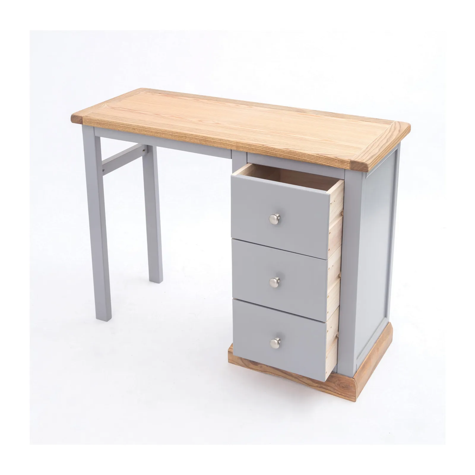 Cabinet Bits Biccari 3 Drawer Desk - Dressing Table Chrome Knob in Grey 4