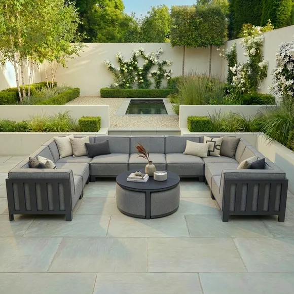 Maze Ibiza 10 Seater U-Shape Garden Sofa Set with Round Coffee Table 2