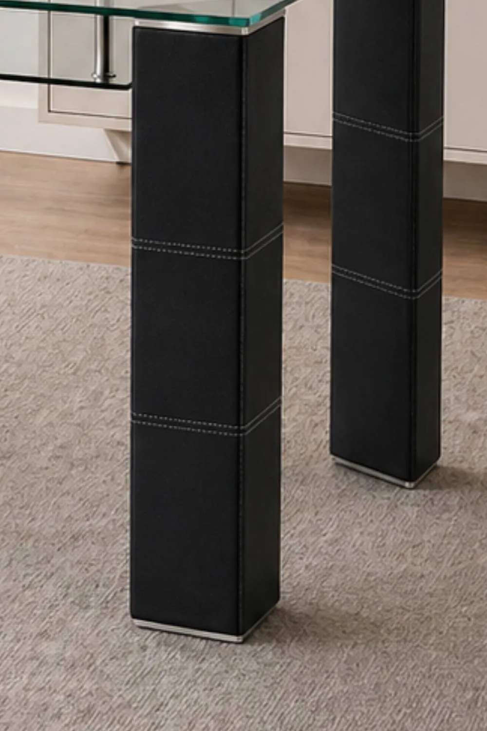 Julian Bowen Greenwich Rectangular Glass Top Dining Table in Black 5