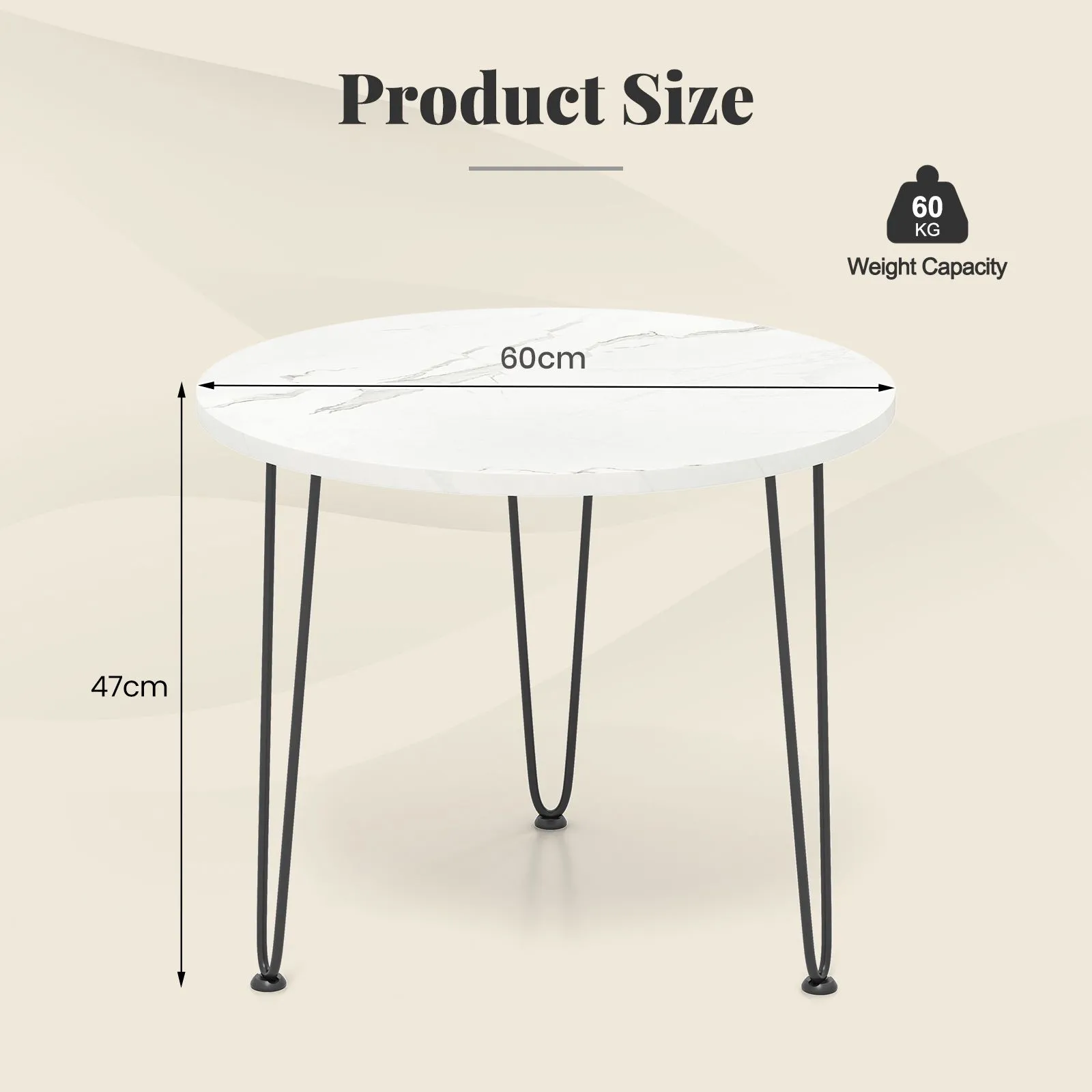 Costway Round Coffee Table Small Faux Marble Accent Table in White 2