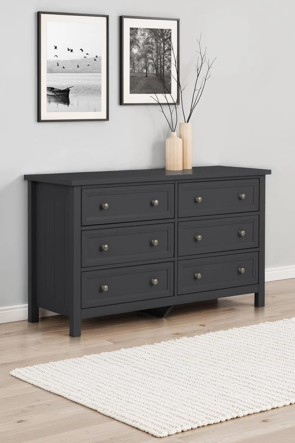 Julian Bowen Maine 6 Drawer Wide Chest in Dark Grey 1