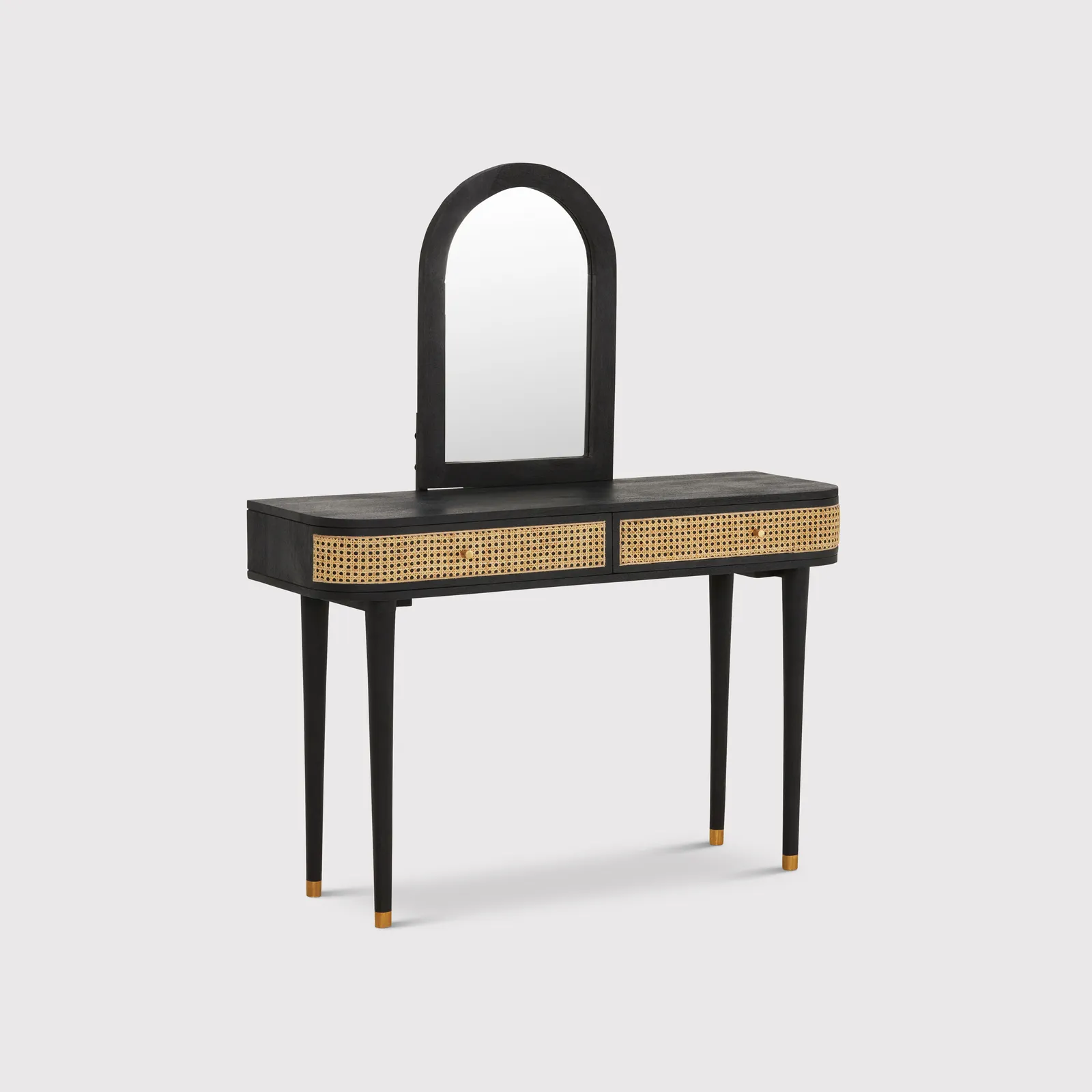 Nyx Dressing Table With 2 Drawers & Mirror, Black | Barker & Stonehouse