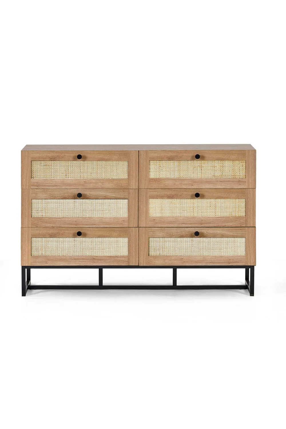 Julian Bowen Padstow Rattan 6 Drawer Wide Chest in Light Oak 5