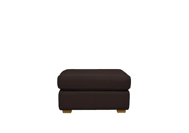 Seattle Leather Storage Footstool with Wooden Feet - Capri Chocolate - Living Room Furniture - In Time for Christmas