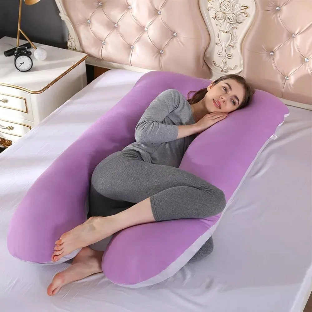 Havendro U Shaped Maternity Pregnancy Pillow wit Cover Sleeping Pillow in Purple