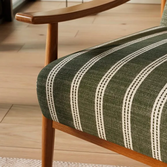 Maxwell Texture Ticking Stripe Wooden Arm Accent Chair 4
