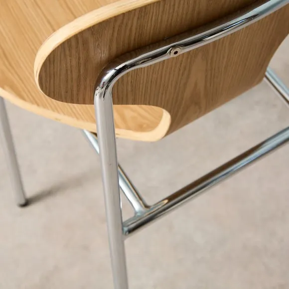 Yinka Ilori Silhouette Plain Wood and Chrome Dining Chair 4