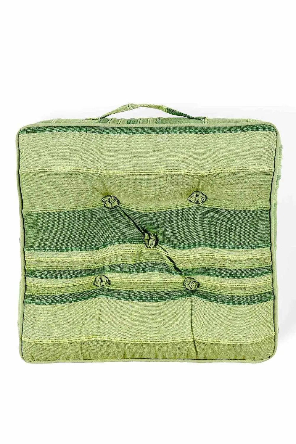 Homescapes Morocco Striped Cotton Floor Cushion in Green 3