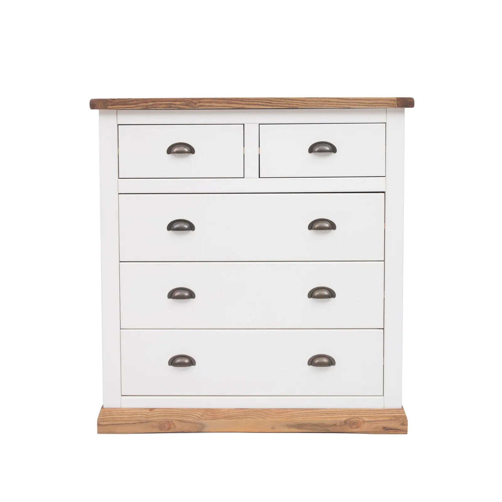 Cabinet Bits Tropea 5 Drawer Chest of Drawers Brass Cup Handle in Off-White