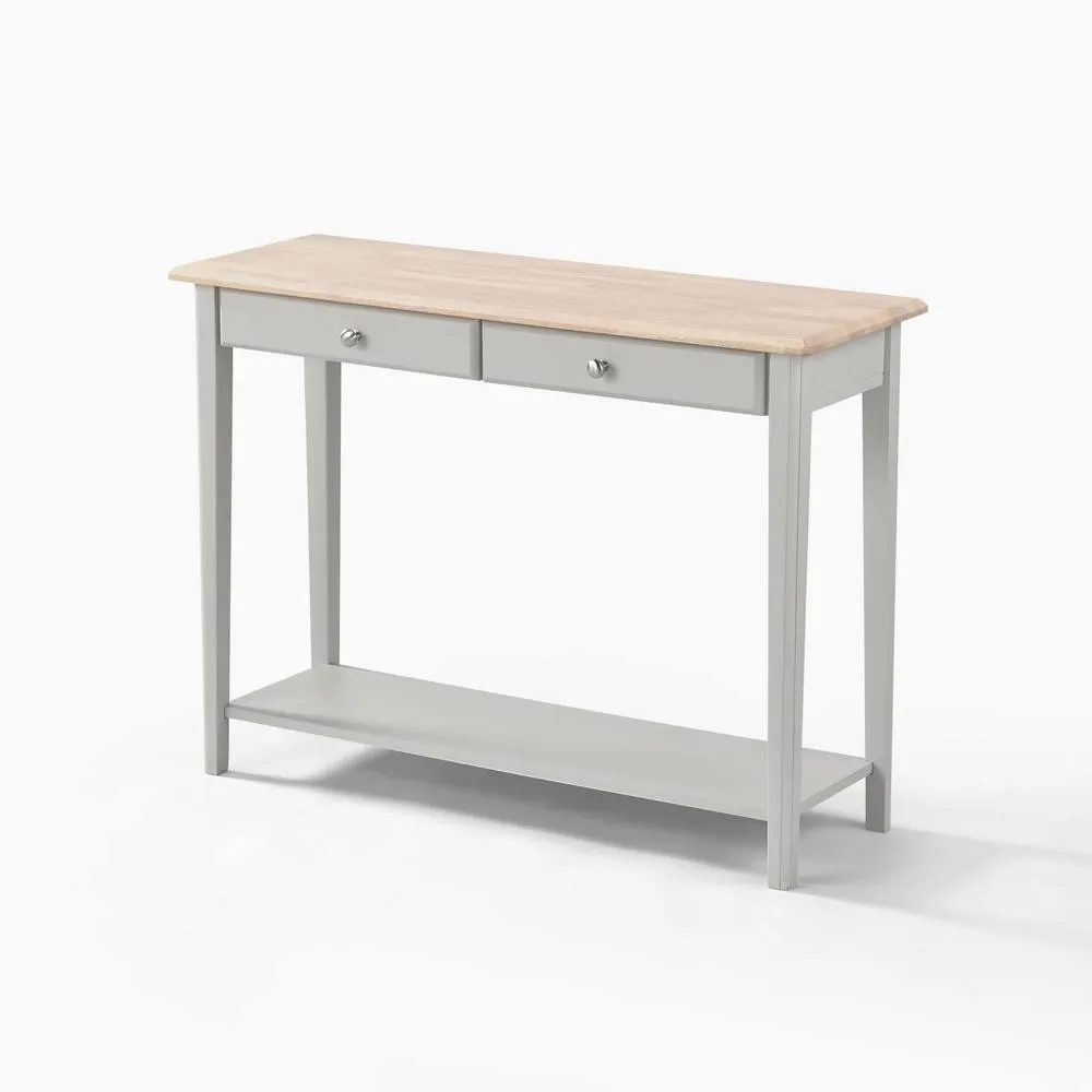 FurnitureboxUK Eden Rectangular Whitewash & Light Grey Wood Console Table 3