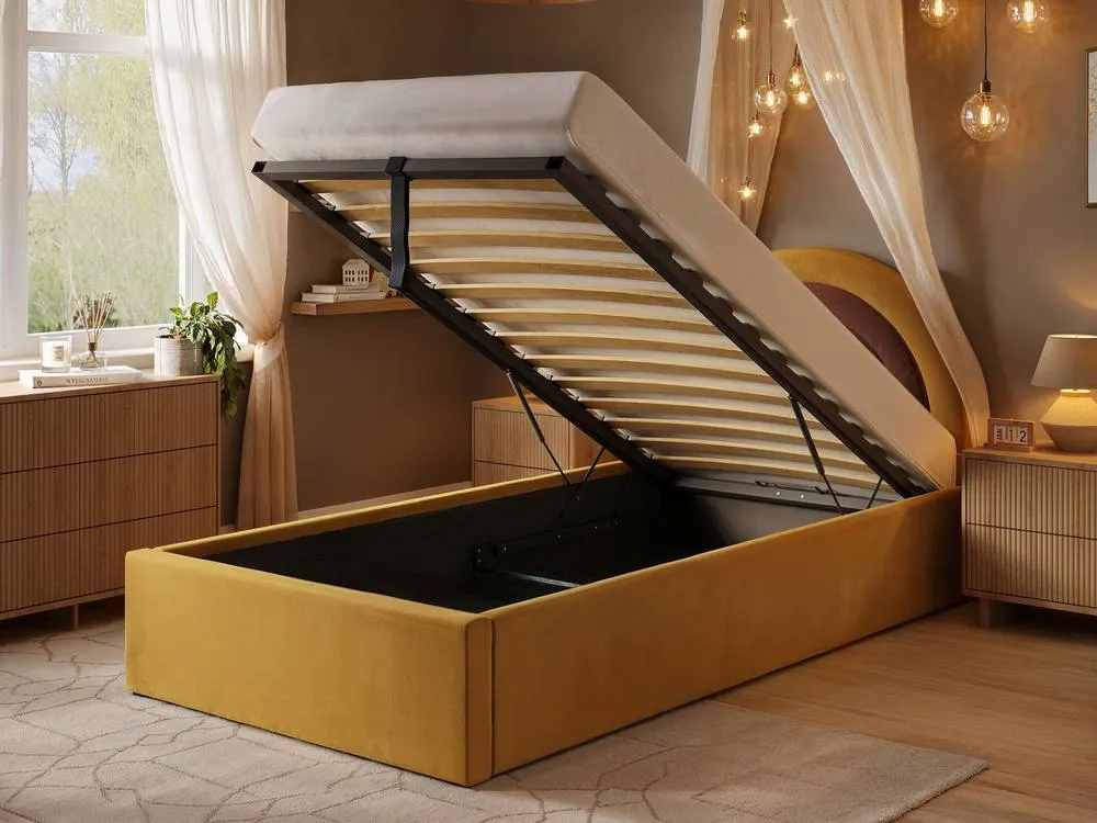 Flair Ava Single Ottoman Bed in Gold 3