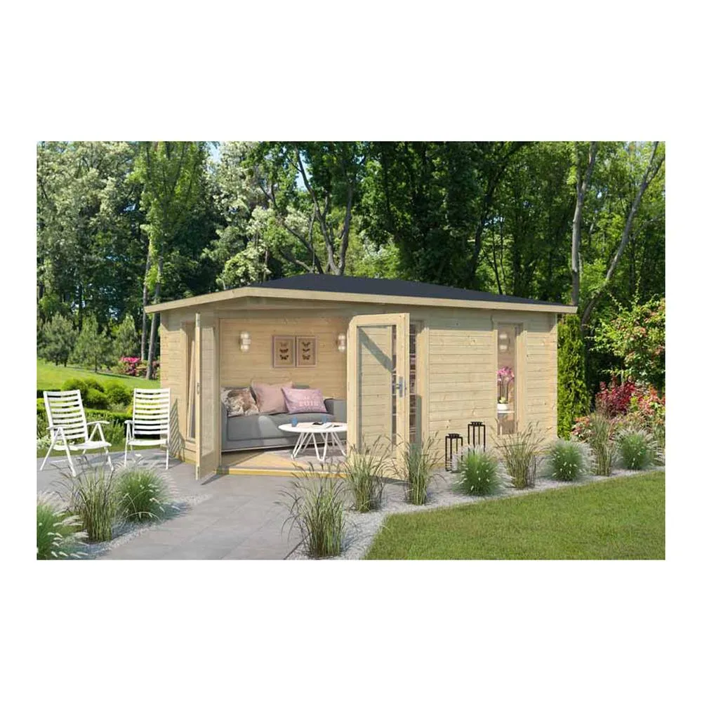 Lasita Maja Ltd Edinburgh 2-Log Cabin, Home Office - L490.3xW322.3xH246.24 cm in Light Tan 3