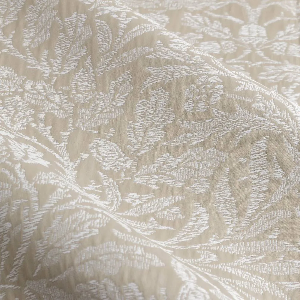 Morris & Co Acorn Tonal Fully Lined Matt Jacquard Pencil Pleat Curtains in Beige 6