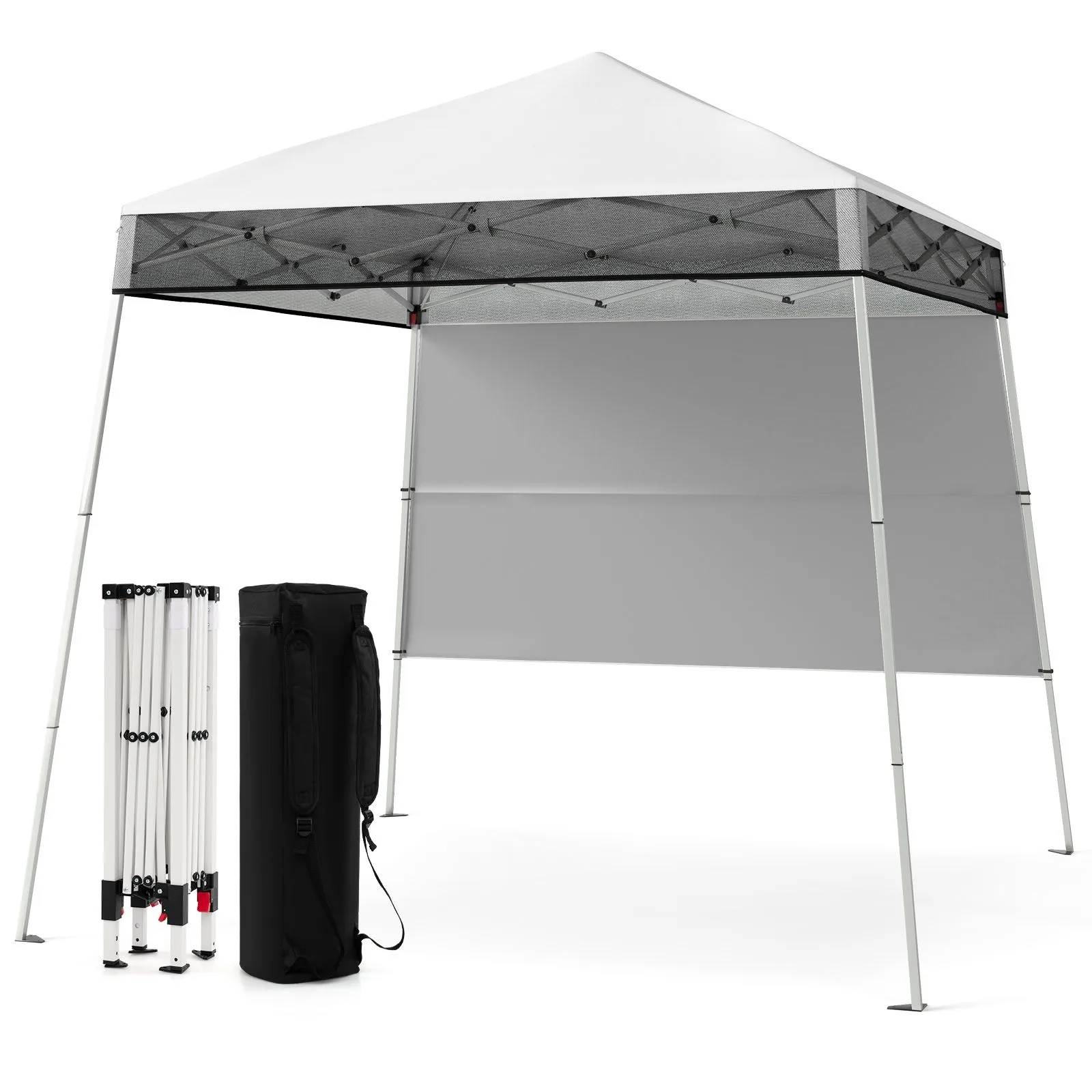 Costway Pop up Canopy Tent Easy Setup Folding Gazebo Shelter w/ 1 Sidewall in White 5