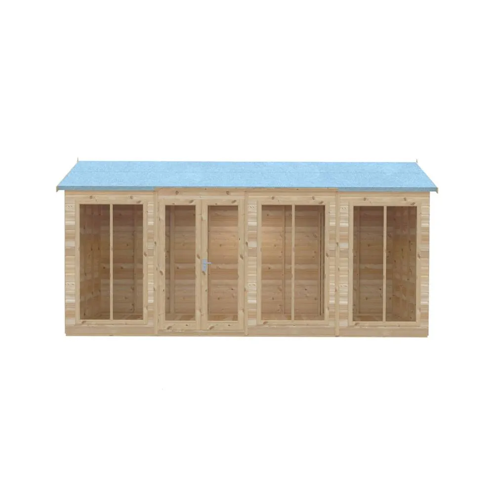 Shires Mayfield 16 x 6 Summerhouse - Wood - L179 x W476 x H240.9 cm in Light Brown