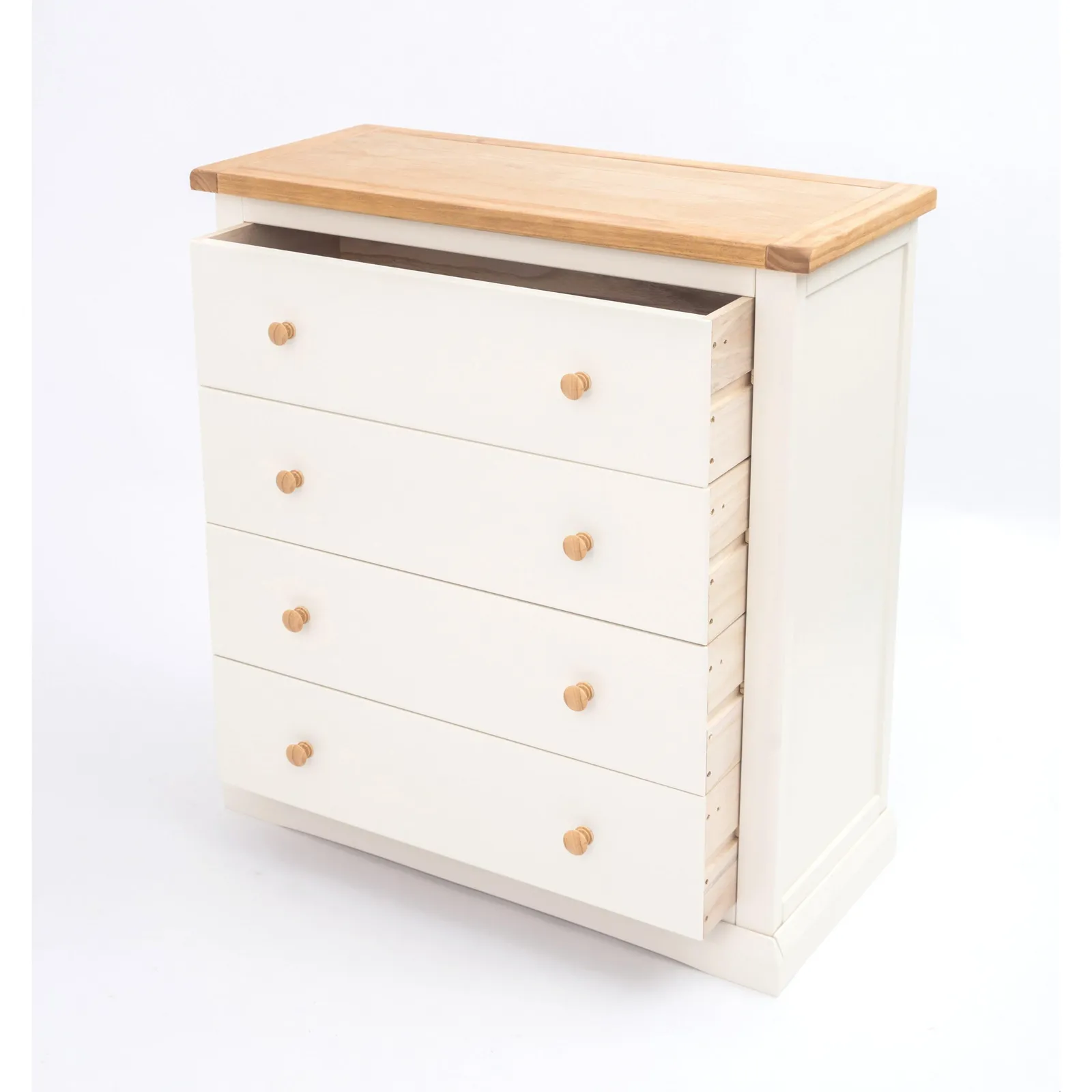 Cabinet Bits Castelli 4 Drawer Chest of Drawers Wood Knob in Off-White 4