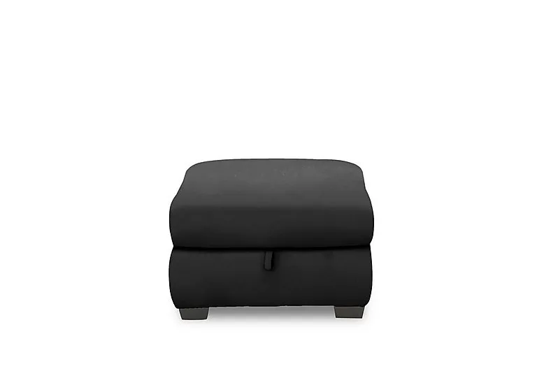 Nixon Leather Storage Footstool - Classic Black
