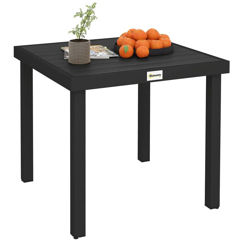 OUTSUNNY 78 cm Garden Dining Table for 4, Square Outdoor Side Table, Black 2