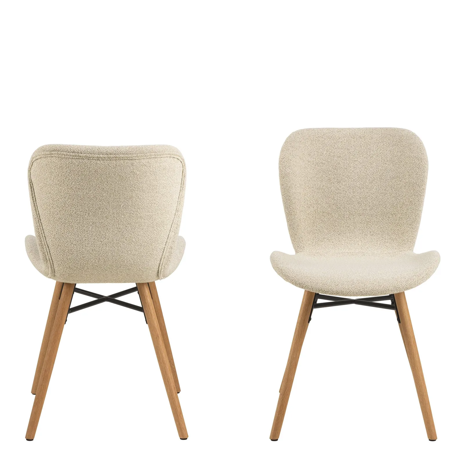 Furniture To Go Batilda Dining Chairs with Cream Fabric & Oak Set of 2 in Brown 2
