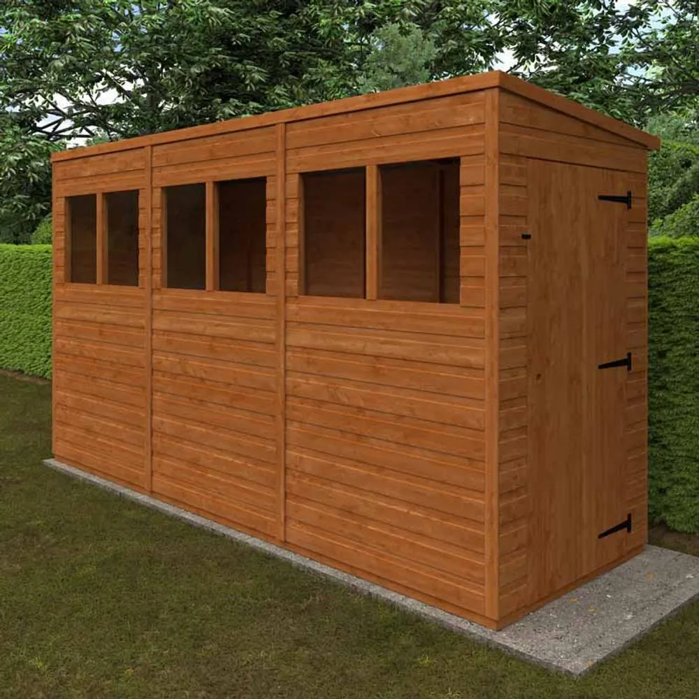 Buttercup Farm 12x4 Flex Pent Summerhouse Garden Sunroom 12mm Flex in Burnt Orange 3