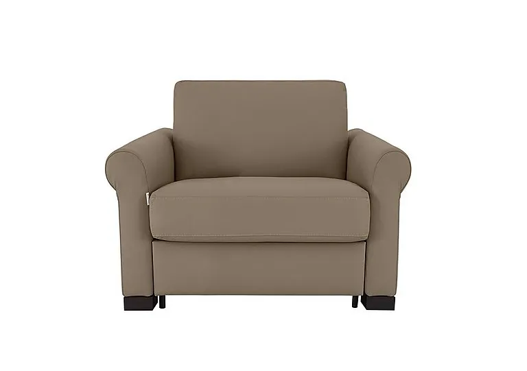 Alcova Leather Chair Sofa Bed with Scroll Arms - Torello Taupe