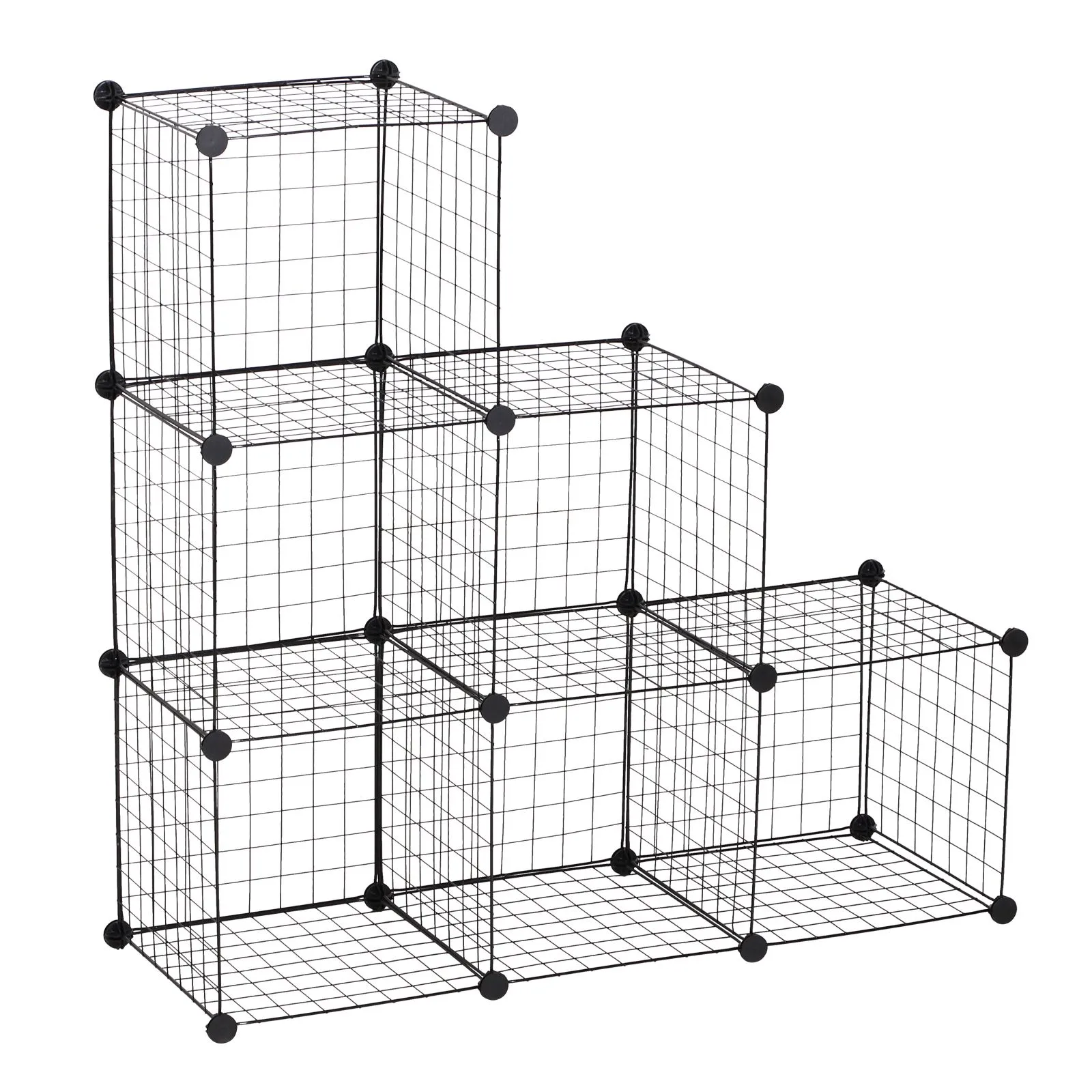 HOMCOM DIY 6 Cube Metal Wire Rack Interlocking Storage Cabinet Organiser in Black 2