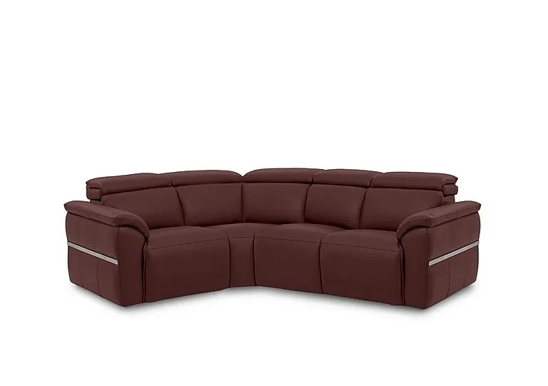 Dolomite Small Leather Left Hand Facing Corner Sofa - Montana Ruby