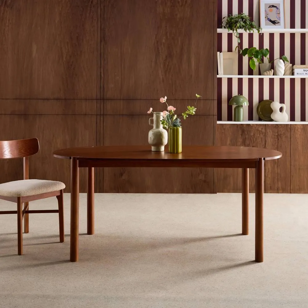 sweeek Oval rubberwood dining table 180cm seats 6 in Dark Brown 3