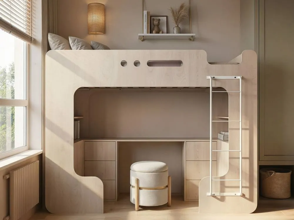 Flair Jaxx High Sleeper with Desk Oak in Light Oak 2