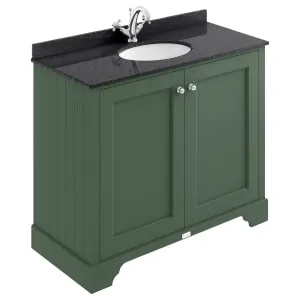 Bayswater Victrion Hunter Green Traditional Freestanding Vanity Unit & Black Marble Top Basin - 1000mm