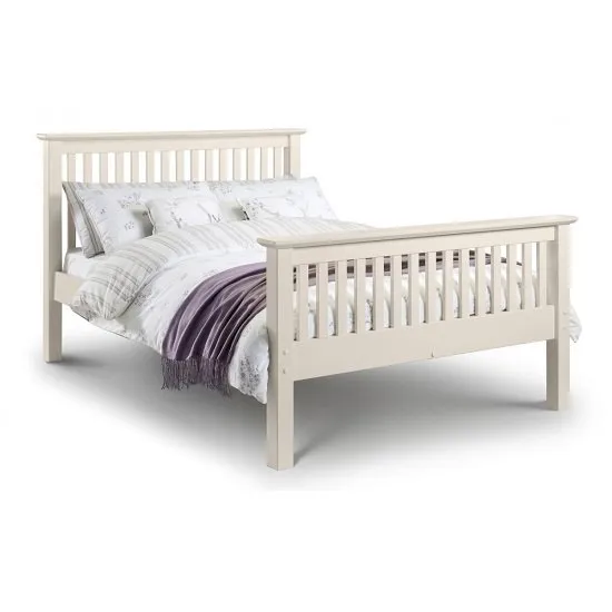 Velva Wooden Double Size High Foot Bed In Stone White