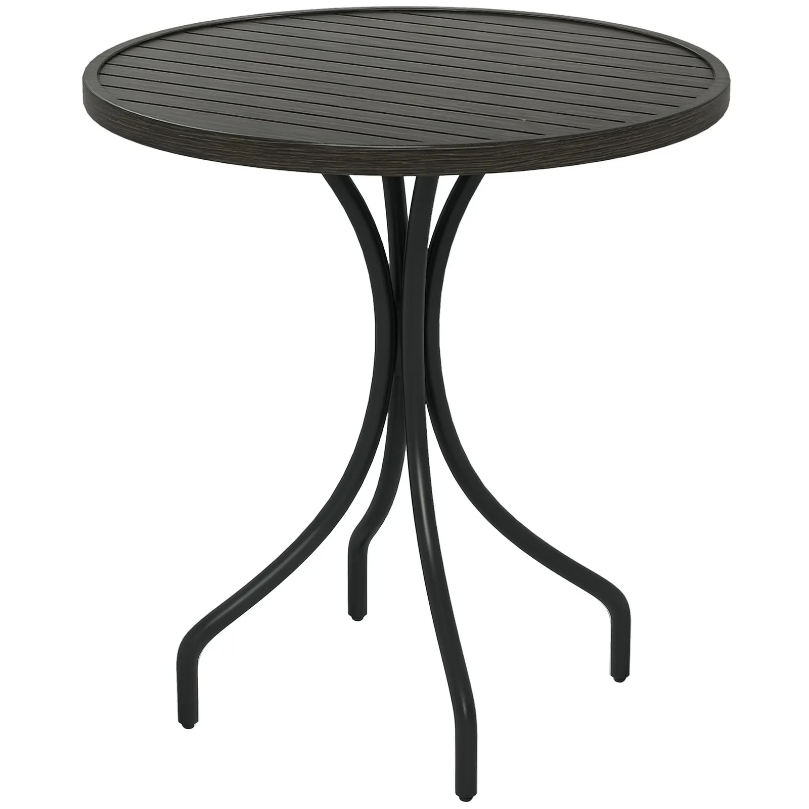 OUTSUNNY Round Garden Table Outdoor Side Table with Steel Frame Grey 2