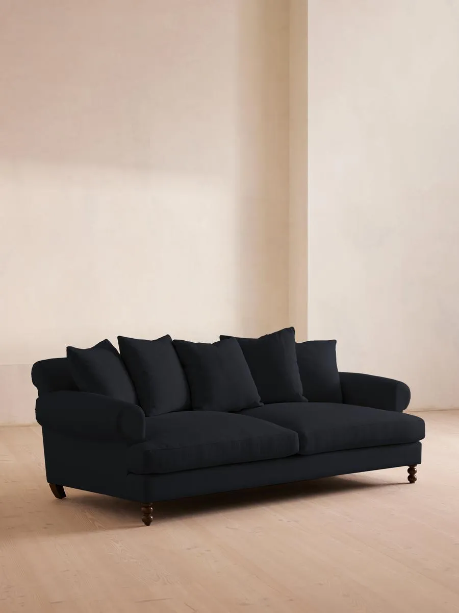 Audrey Three Seater Sofa, Linen, Indigo