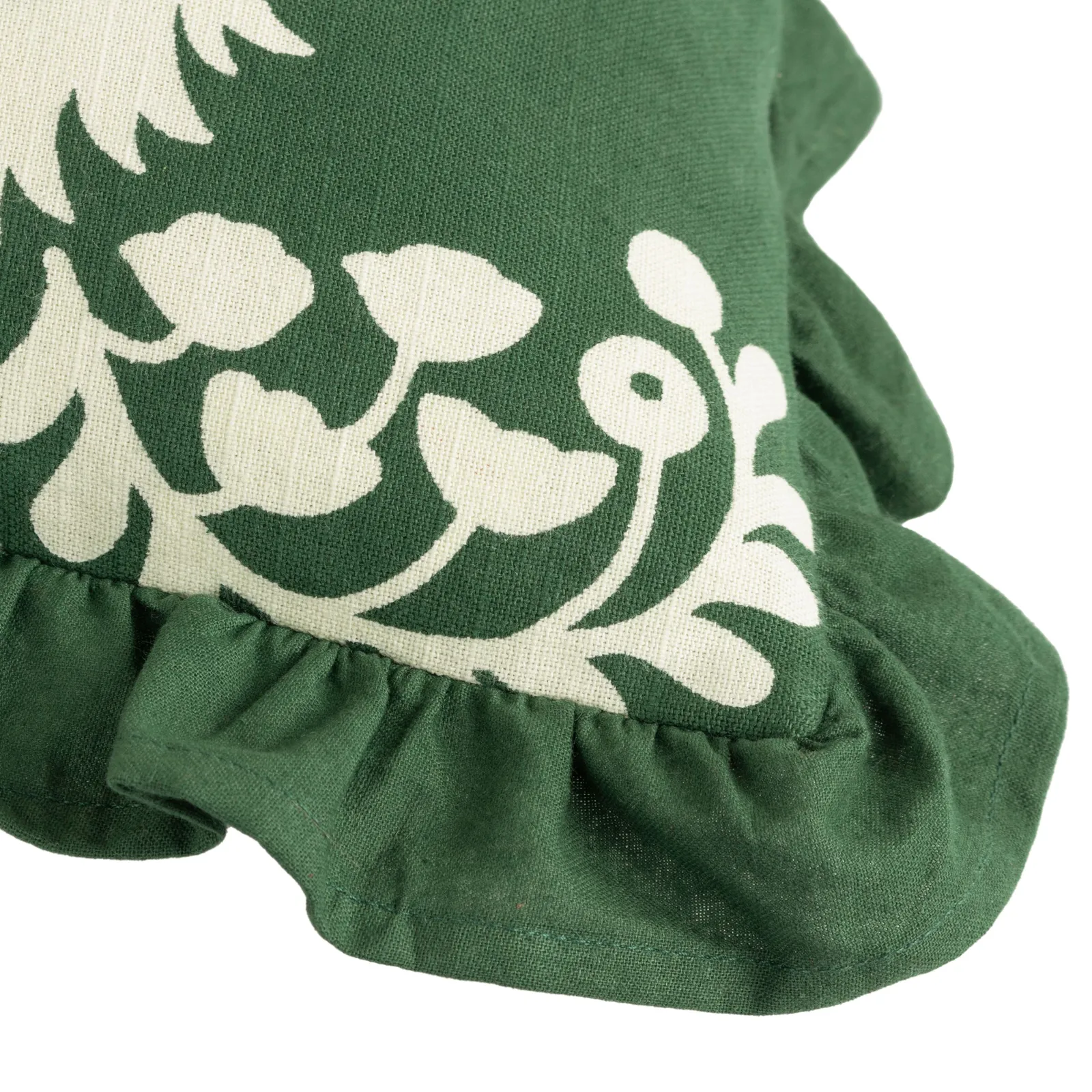 Paoletti Montrose 100% Cotton Fringed Leaf Cushion in Bottle Green 5