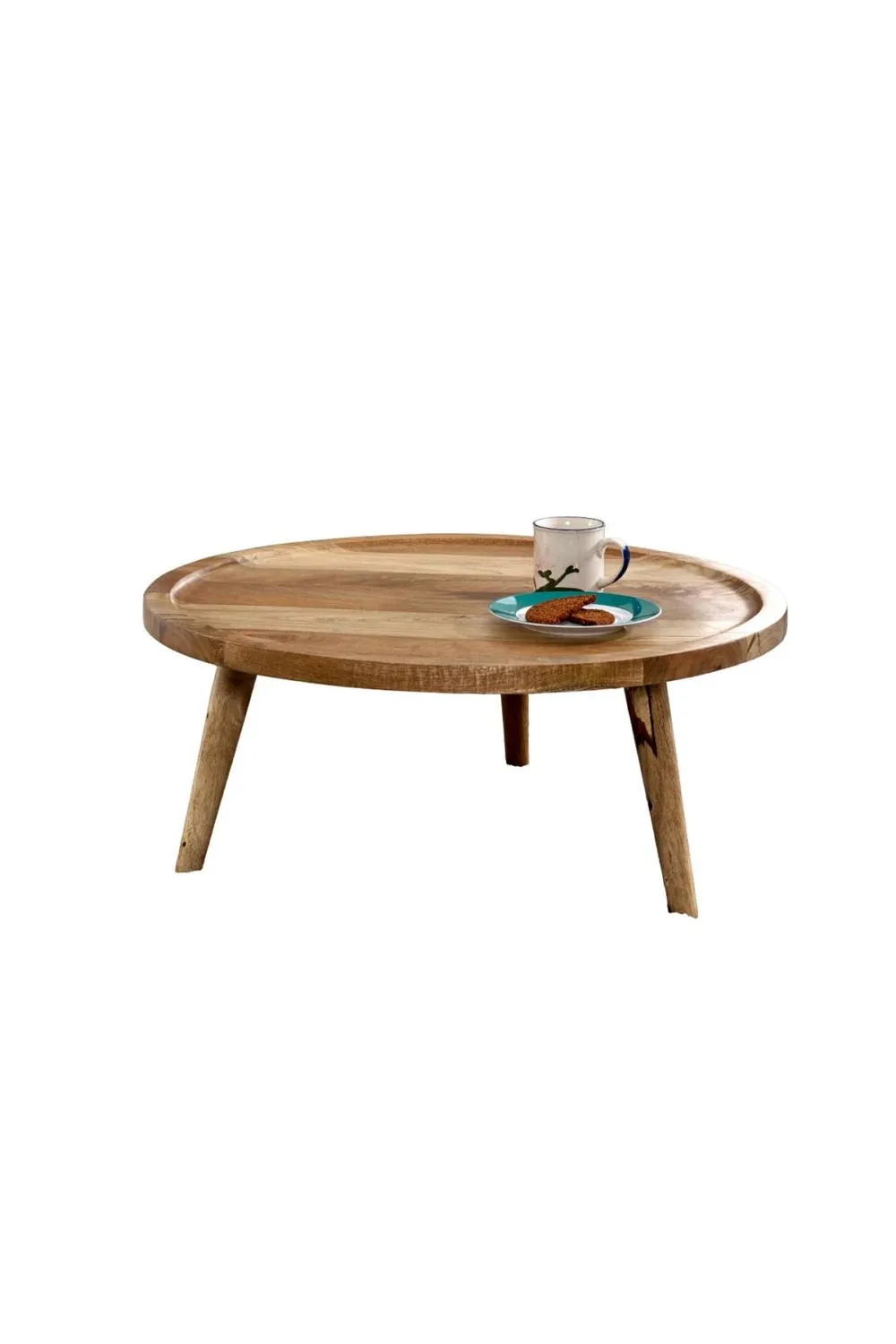 IH Design Cliddesden Light Mango Wood Round Coffee Table 70cm in Natural 2