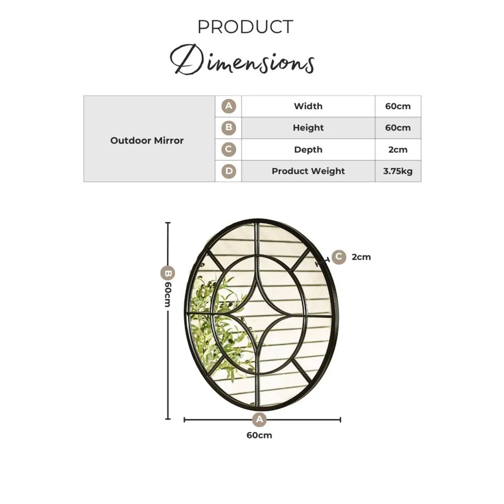 FurnitureboxUK Compass Black Medium Round Window 60cm Garden Mirror 5